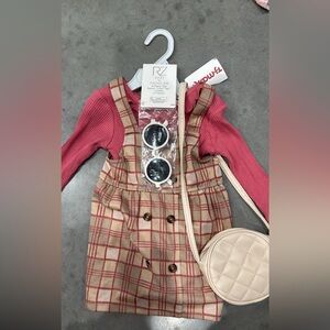 Plaid Dress with Pink Top and Accessories